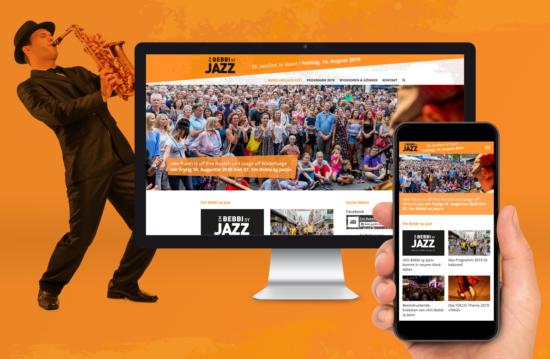 Em Bebbi sy Jazz Webseite – Newsign Grafik