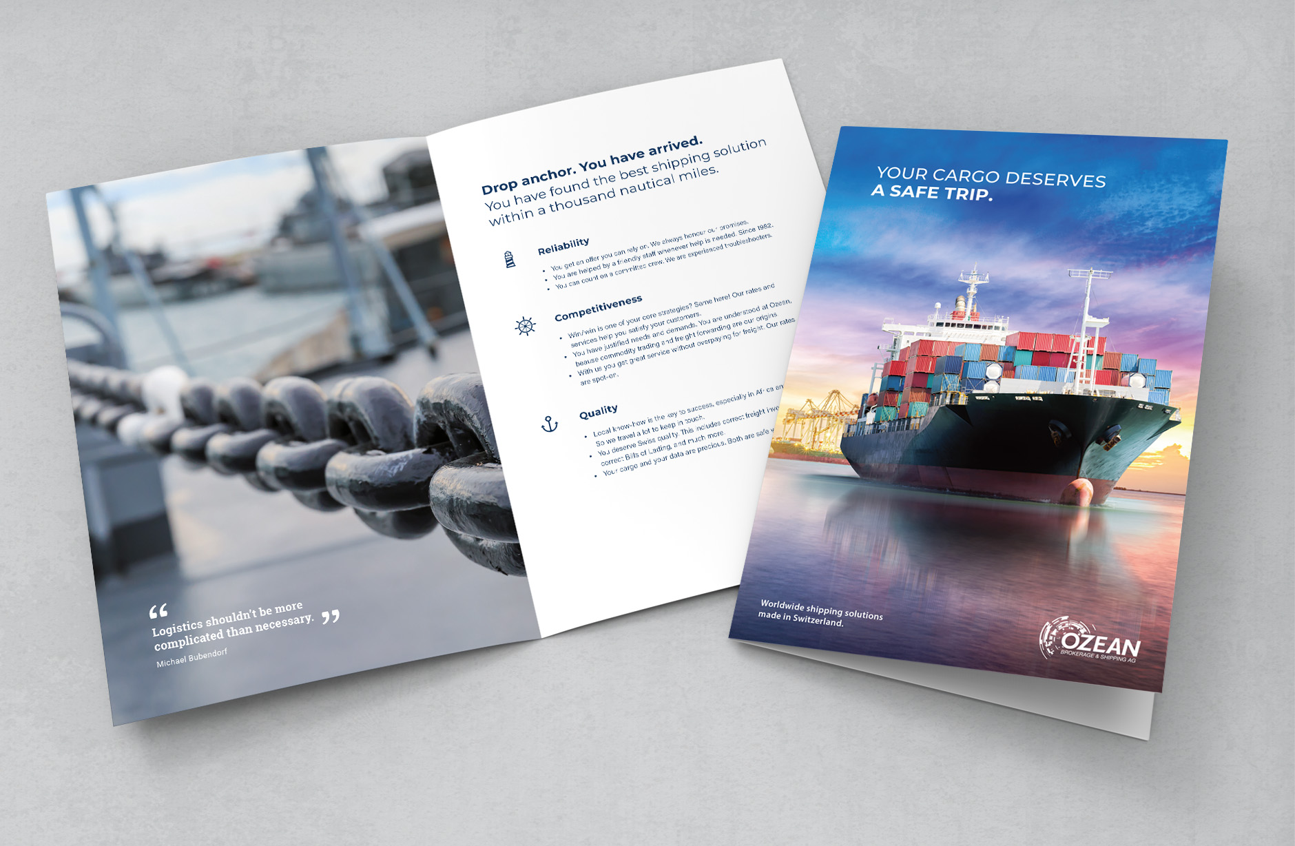 Ozean Brokerage & Shipping – Broschüre – Newsign Grafik
