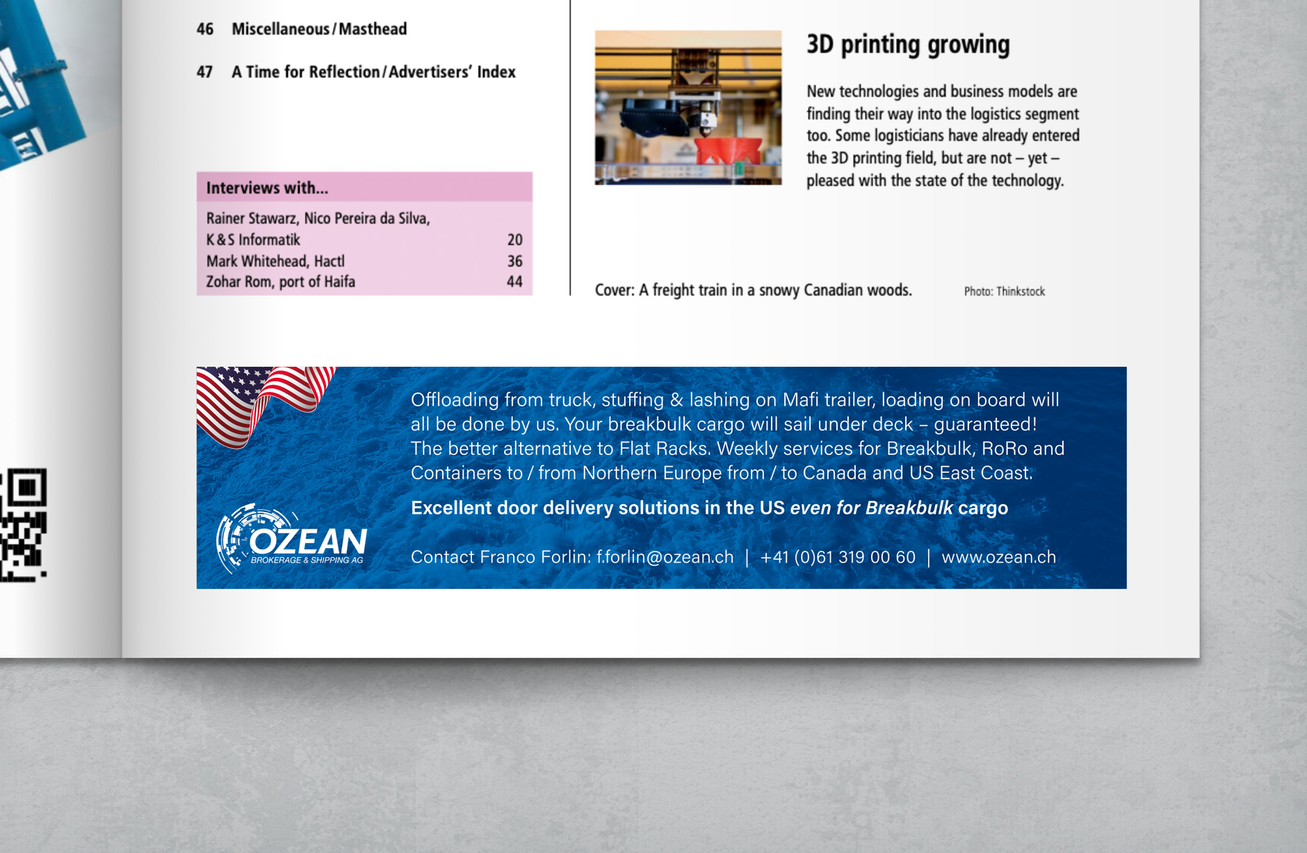 Ozean Brokerage & Shipping – Inserat – Newsign Grafik